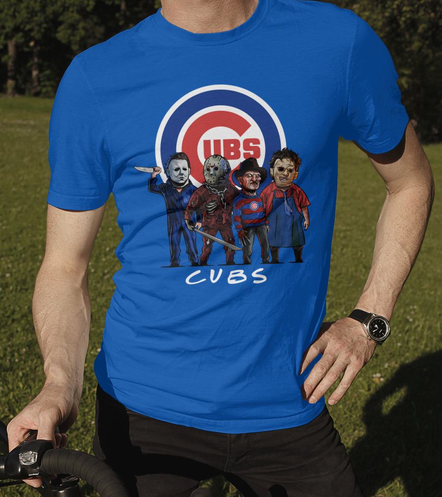 Chicago Cubs Halloween Slasher Squad Featuring Iconic Horror Characters T-Shirt