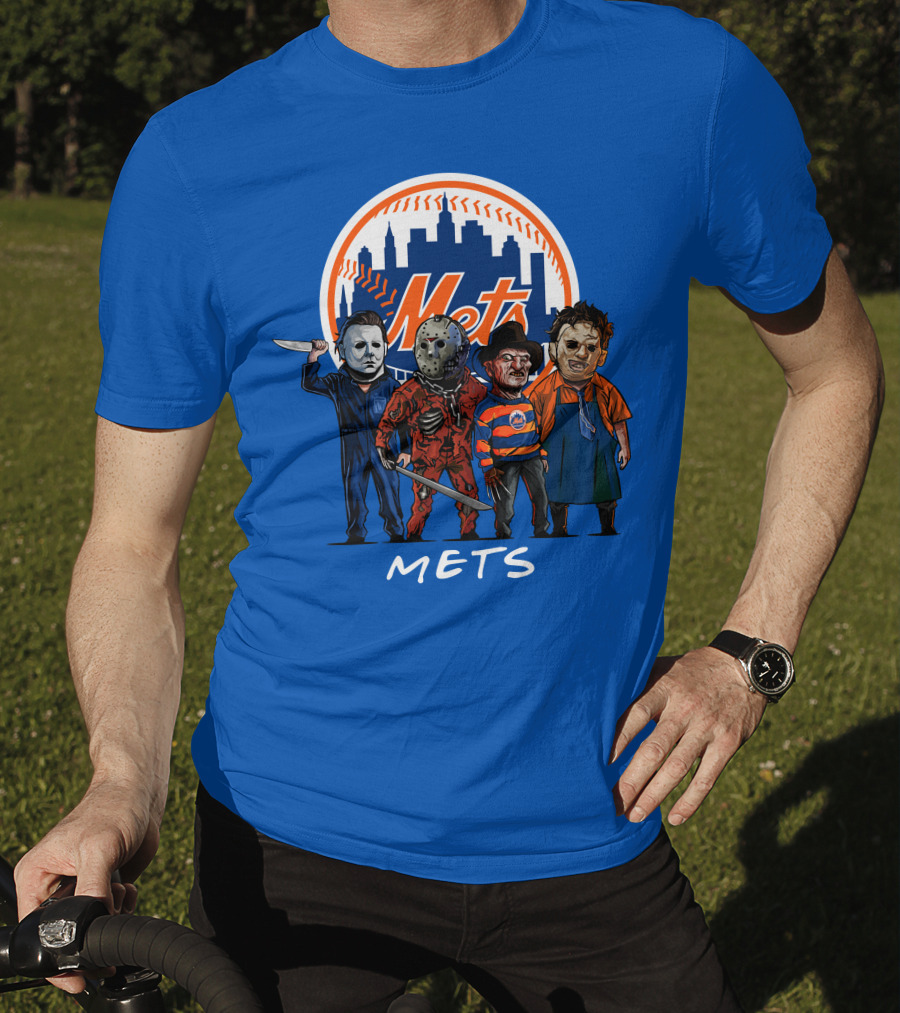 New York Mets Halloween The Slasher Squad Mets Team Characters T-Shirt