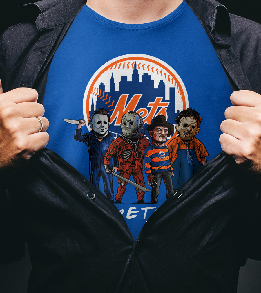 New York Mets Halloween The Slasher Squad Mets Team Characters T-Shirt