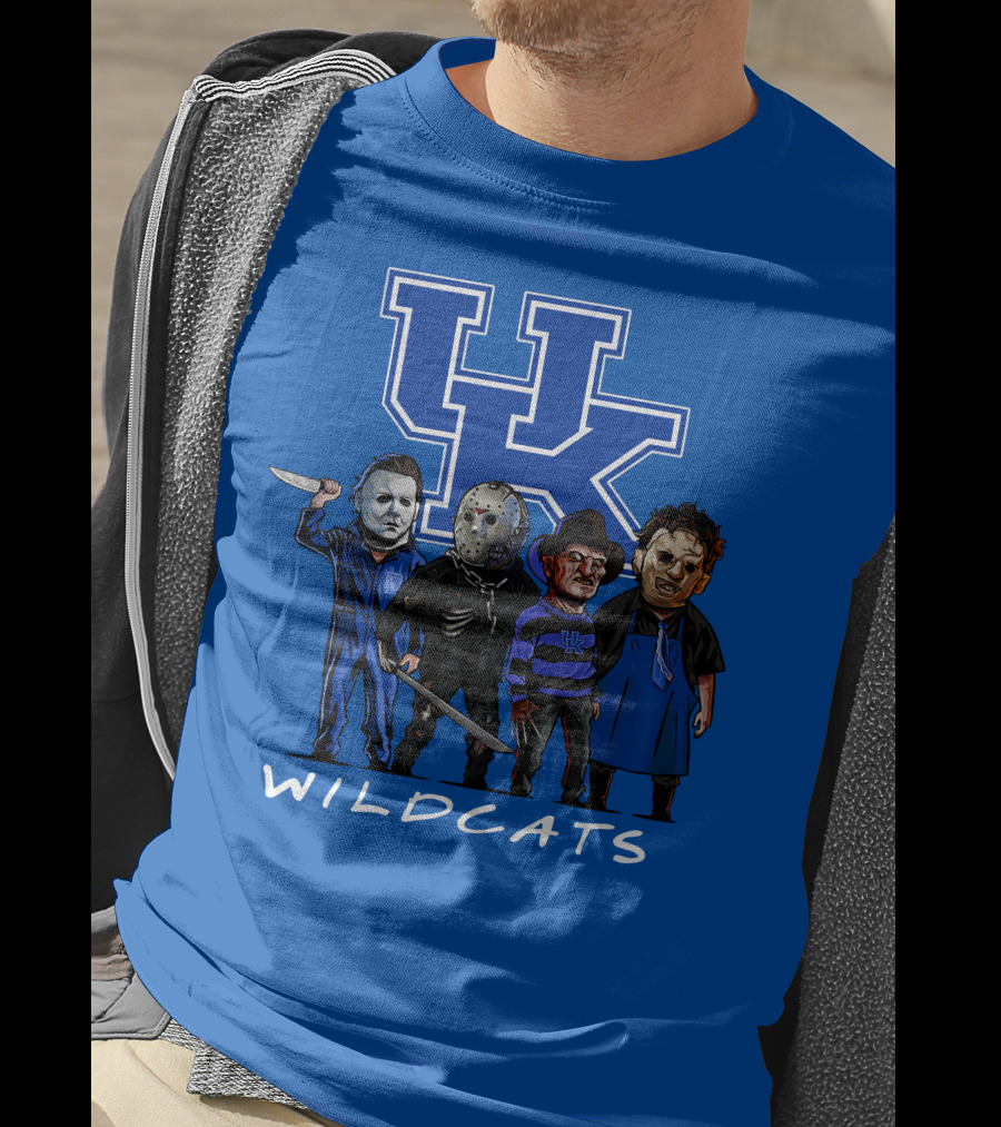 Kentucky Wildcats Halloween Horror Characters Team Up With Iconic Slashers T-Shirt