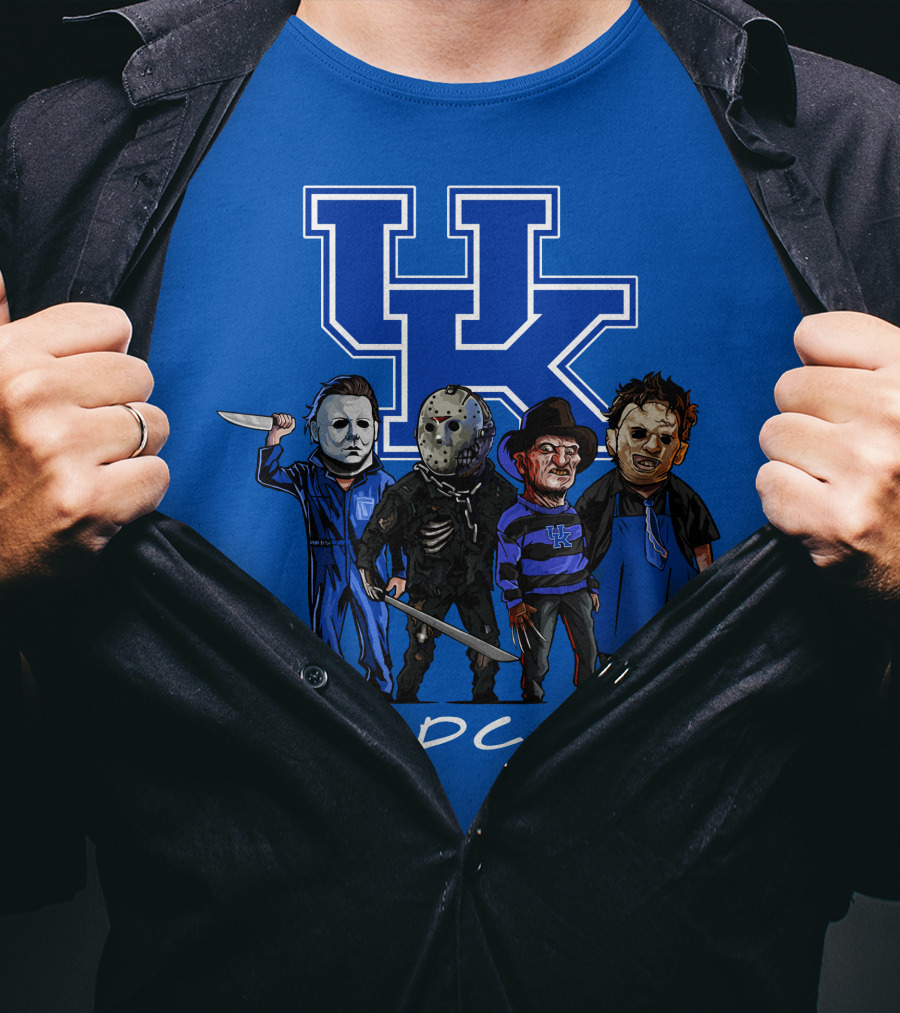Kentucky Wildcats Halloween Horror Characters Team Up With Iconic Slashers T-Shirt