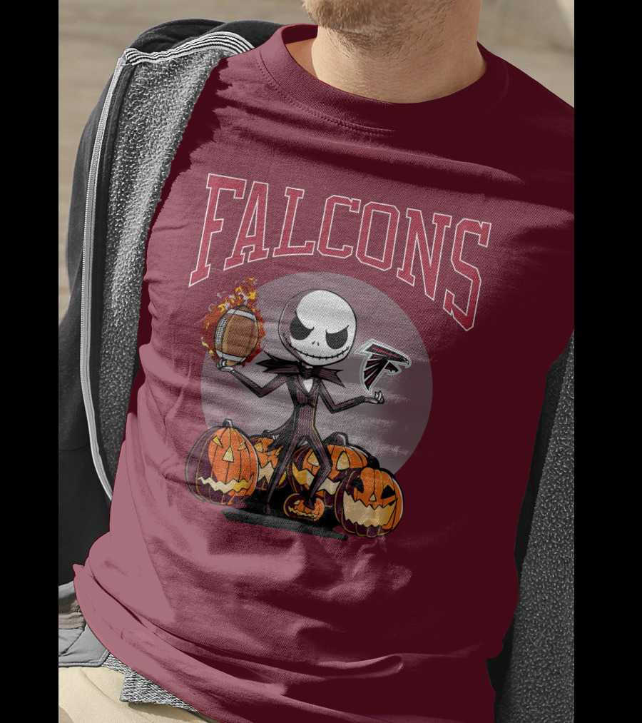 Falcons Halloween Jack Skellington Atlanta Football Pumpkin T-Shirt