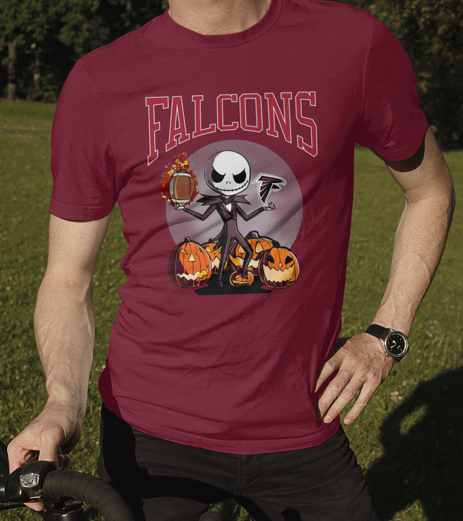 Falcons Halloween Jack Skellington Atlanta Football Pumpkin T-Shirt