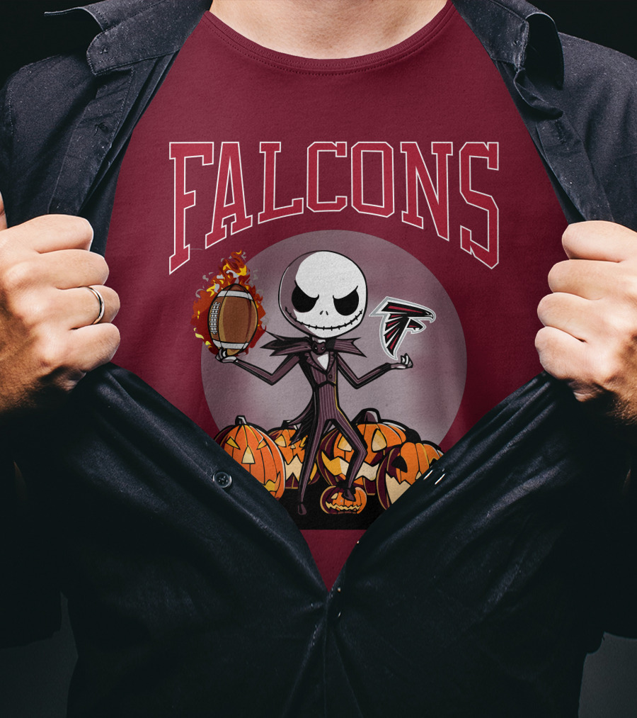 Falcons Halloween Jack Skellington Atlanta Football Pumpkin T-Shirt