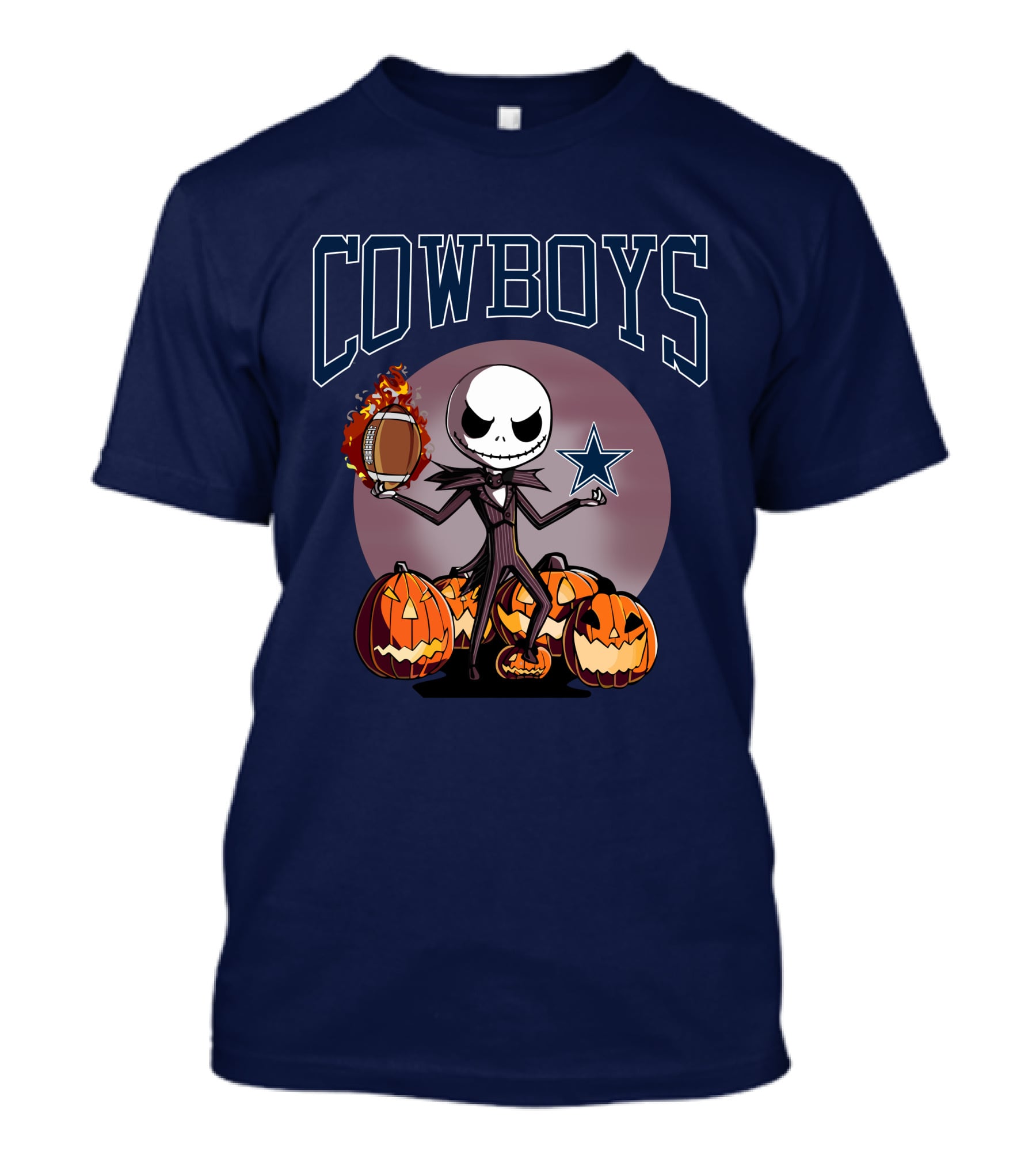 Cowboys Jack Skellington Halloween Football Pumpkins T-Shirt