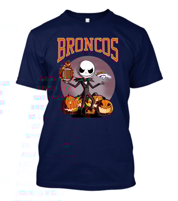 Broncos Jack Skellington Halloween Denver Football Pumpkins T-Shirt