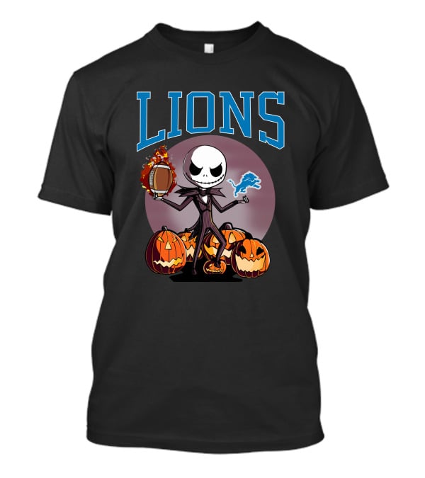 Lions Jack Skellington Detroit Halloween Football Pumpkins T-Shirt
