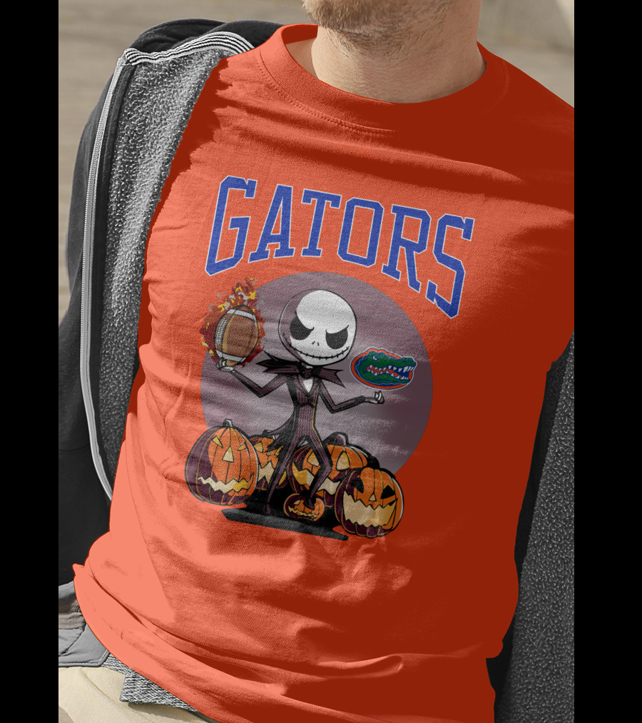 Gators Jack Skellington Florida Halloween Football Pumpkins T-Shirt