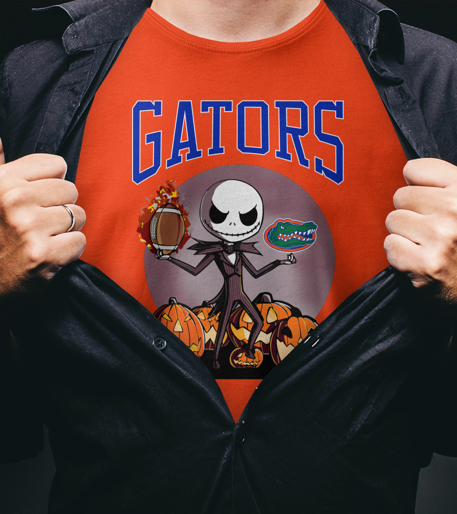 Gators Jack Skellington Florida Halloween Football Pumpkins T-Shirt