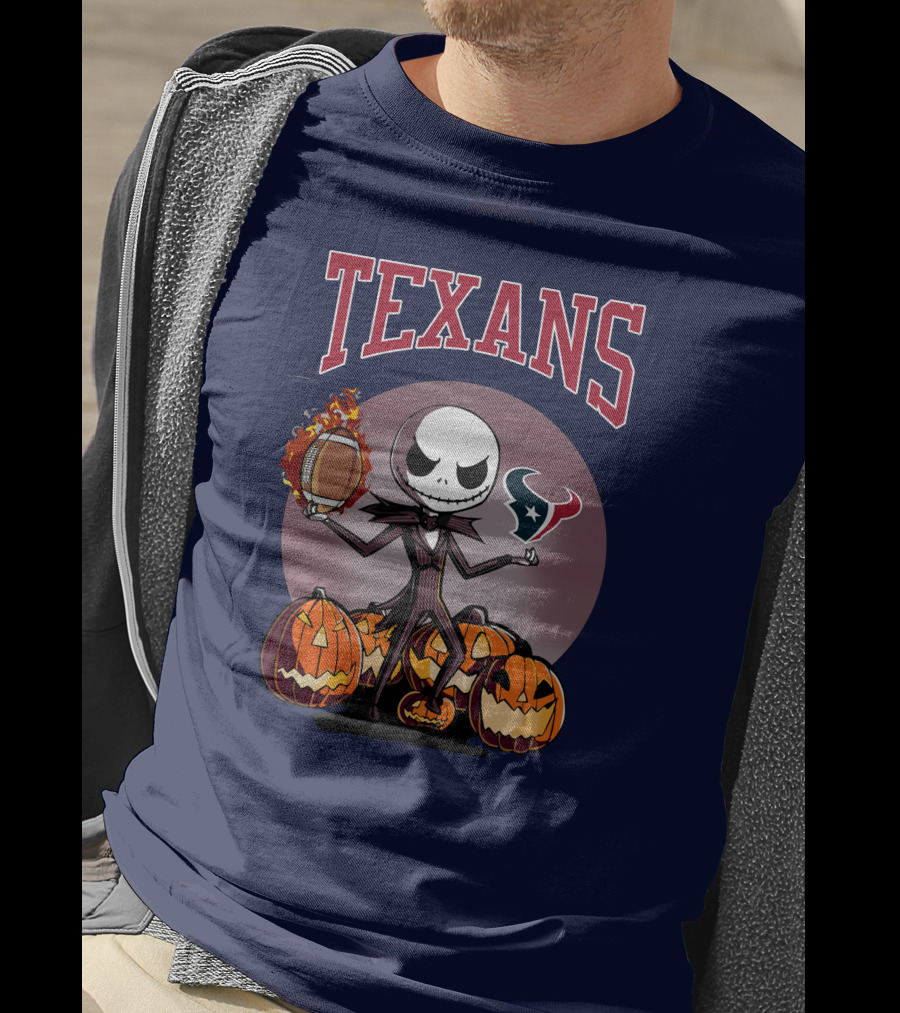Texans Halloween Jack Skellington Football Pumpkins T-Shirt