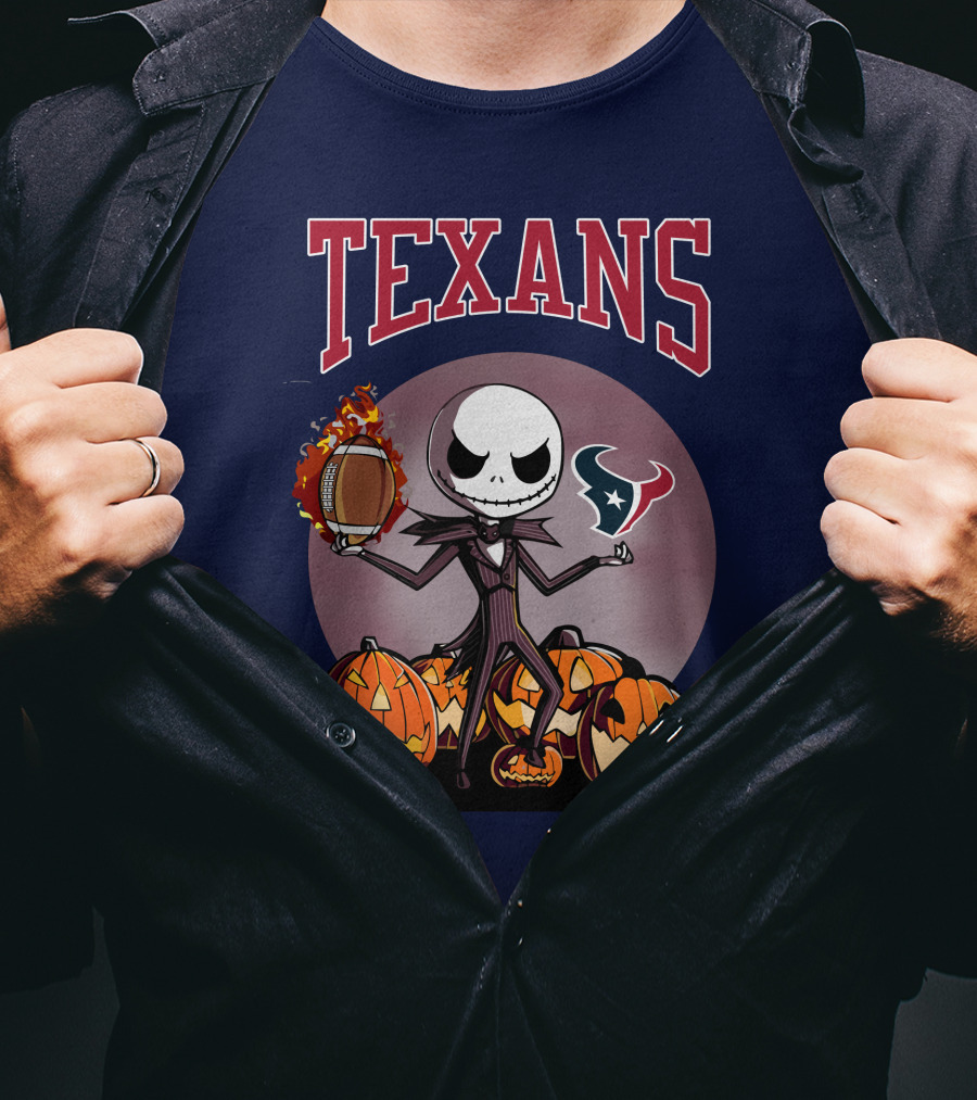 Texans Halloween Jack Skellington Football Pumpkins T-Shirt