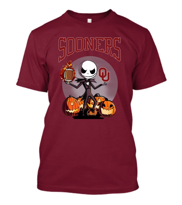 Sooners Halloween Jack Skellington OU Football Pumpkins T-Shirt