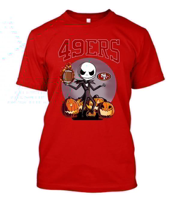 49ers Jack Skellington Halloween Pumpkins Sf Football T-Shirt