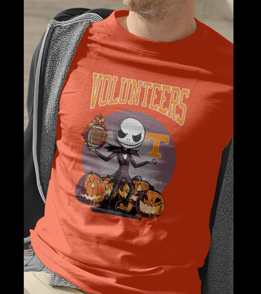 Tennessee Volunteers Jack Skellington Halloween Football Pumpkins T-Shirt