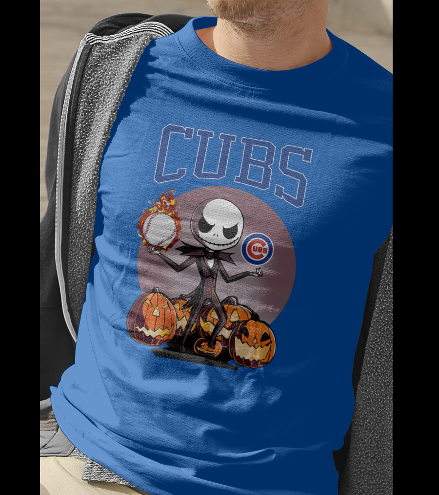 Cubs Jack Skellington Halloween Baseball Pumpkin T-Shirt