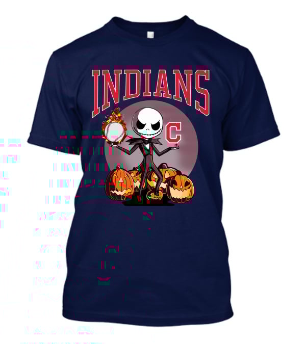 Indians Jack Skellington Halloween Baseball Pumpkins T-Shirt