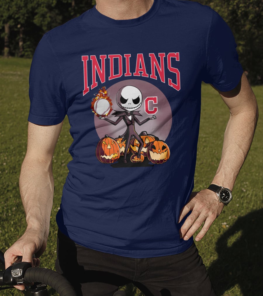 Indians Jack Skellington Halloween Baseball Pumpkins T-Shirt