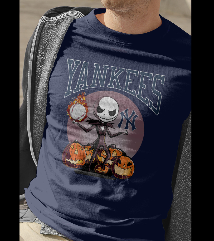 Yankees Jack Skellington Halloween Baseball Pumpkins T-Shirt
