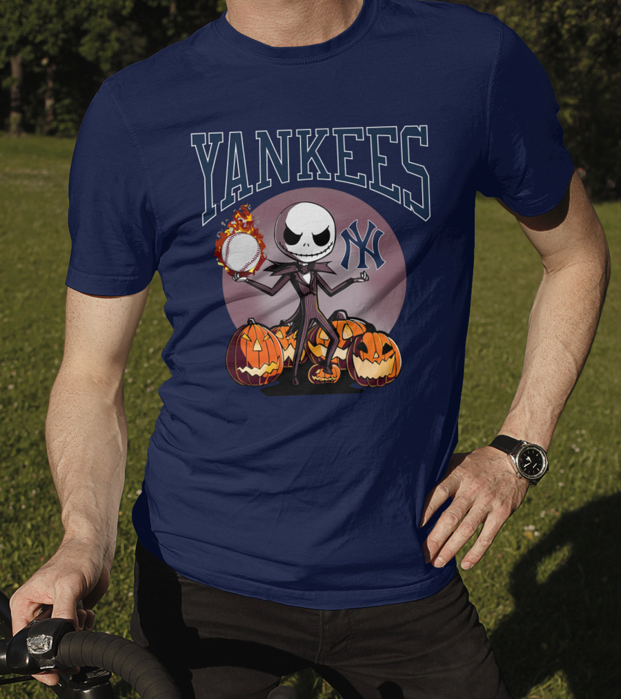 Yankees Jack Skellington Halloween Baseball Pumpkins T-Shirt