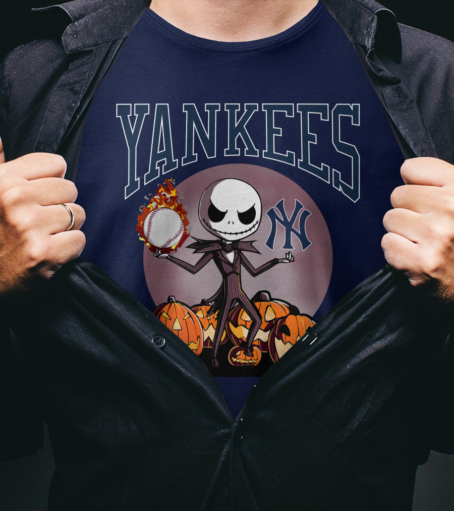 Yankees Jack Skellington Halloween Baseball Pumpkins T-Shirt