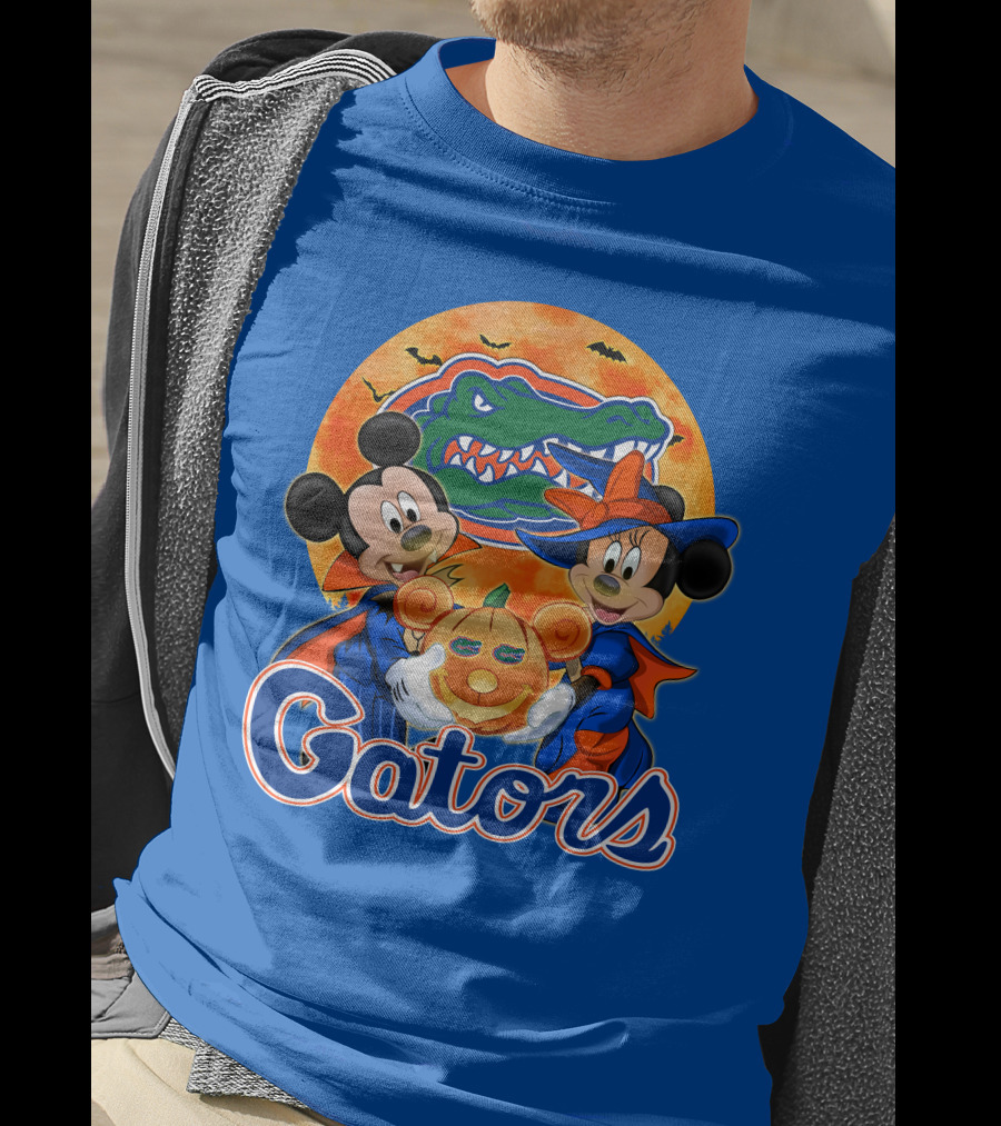 Florida Gators Mickey Mouse And Minnie Mouse Halloween Pumpkin T-Shirt