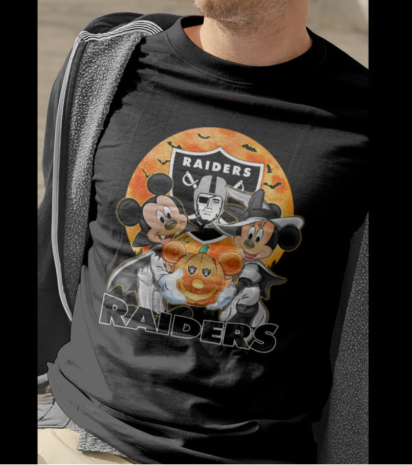 Las Vegas Raiders Mickey Mouse Minnie Mouse Halloween Pumpkin T-Shirt