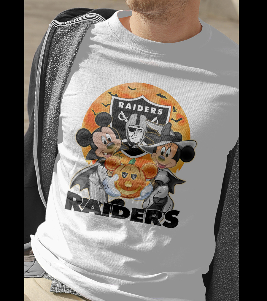 Las Vegas Raiders Mickey Mouse Minnie Mouse Halloween Pumpkin T-Shirt