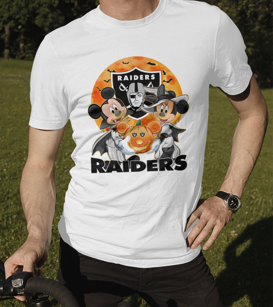 Las Vegas Raiders Mickey Mouse Minnie Mouse Halloween Pumpkin T-Shirt