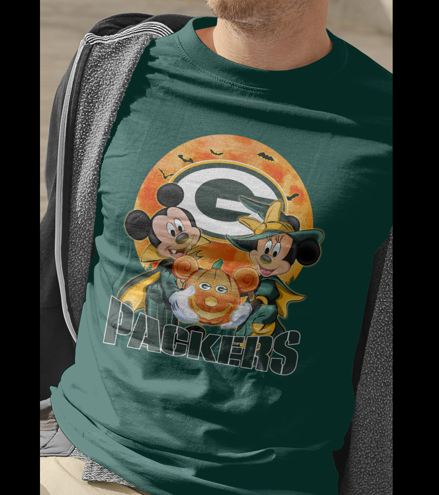 Green Bay Packers Mickey And Minnie Halloween Pumpkin T-Shirt