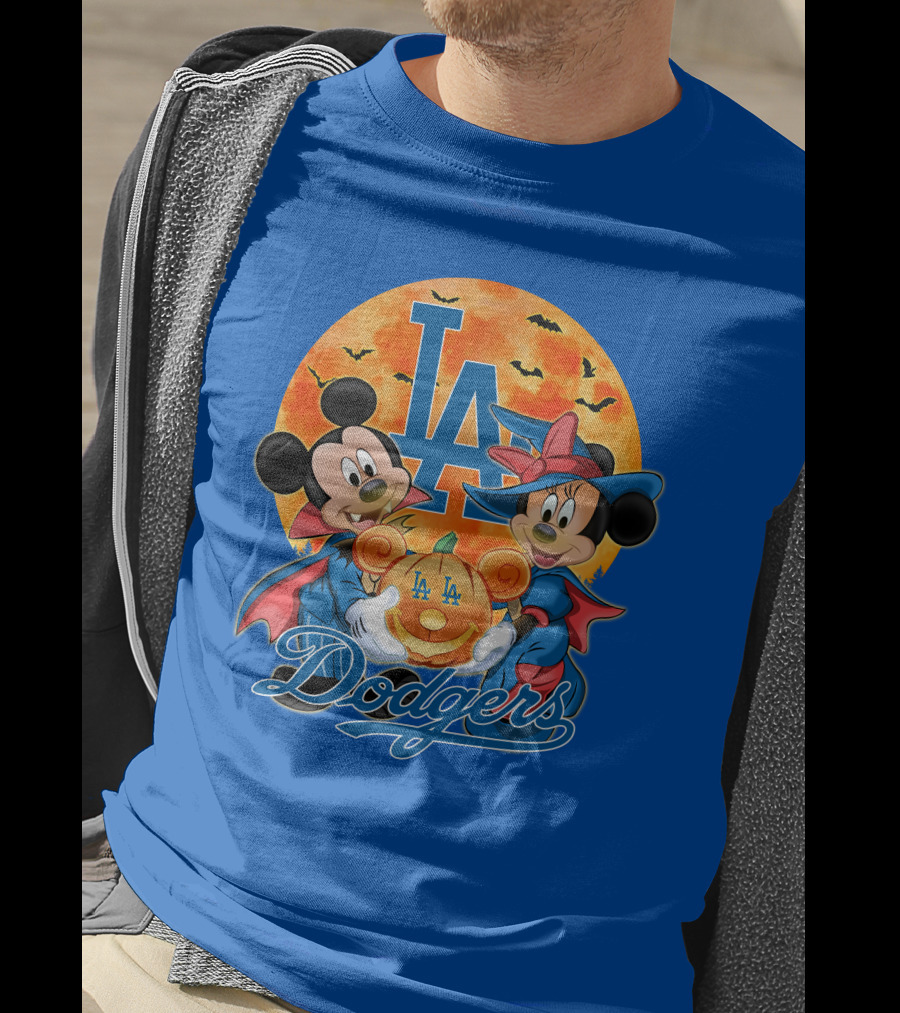 LA Dodgers Mickey Mouse Minnie Mouse Halloween Pumpkin Magic T-Shirt