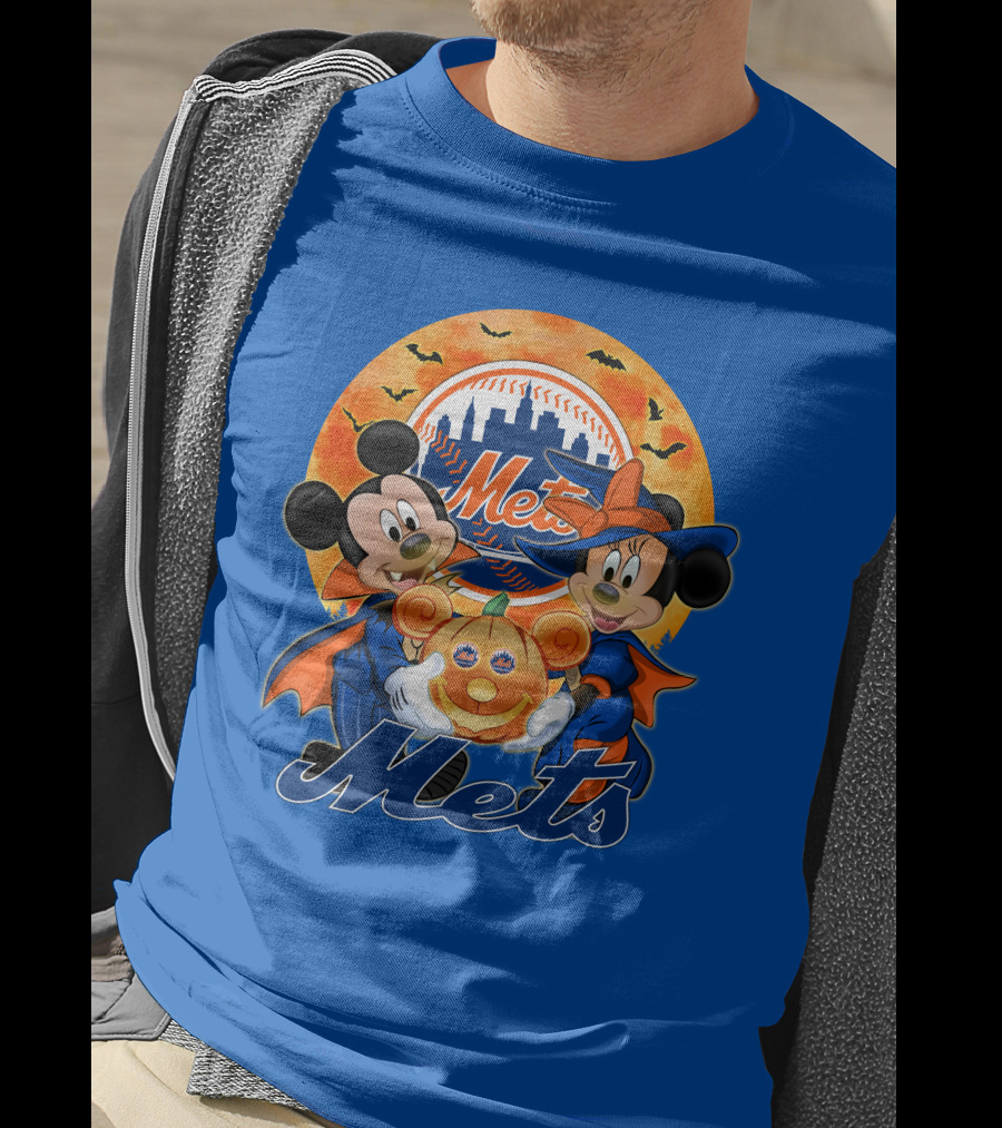 Mickey Minnie Mets Halloween Pumpkin Baseball Bats T-Shirt