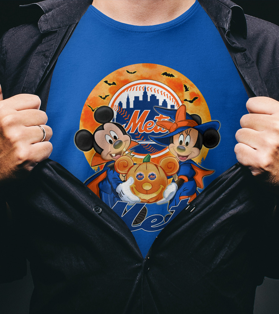 Mickey Minnie Mets Halloween Pumpkin Baseball Bats T-Shirt