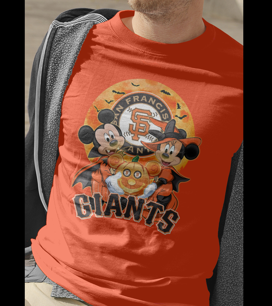 San Francisco Giants Halloween Mickey Mouse Minnie Mouse Pumpkin T-Shirt
