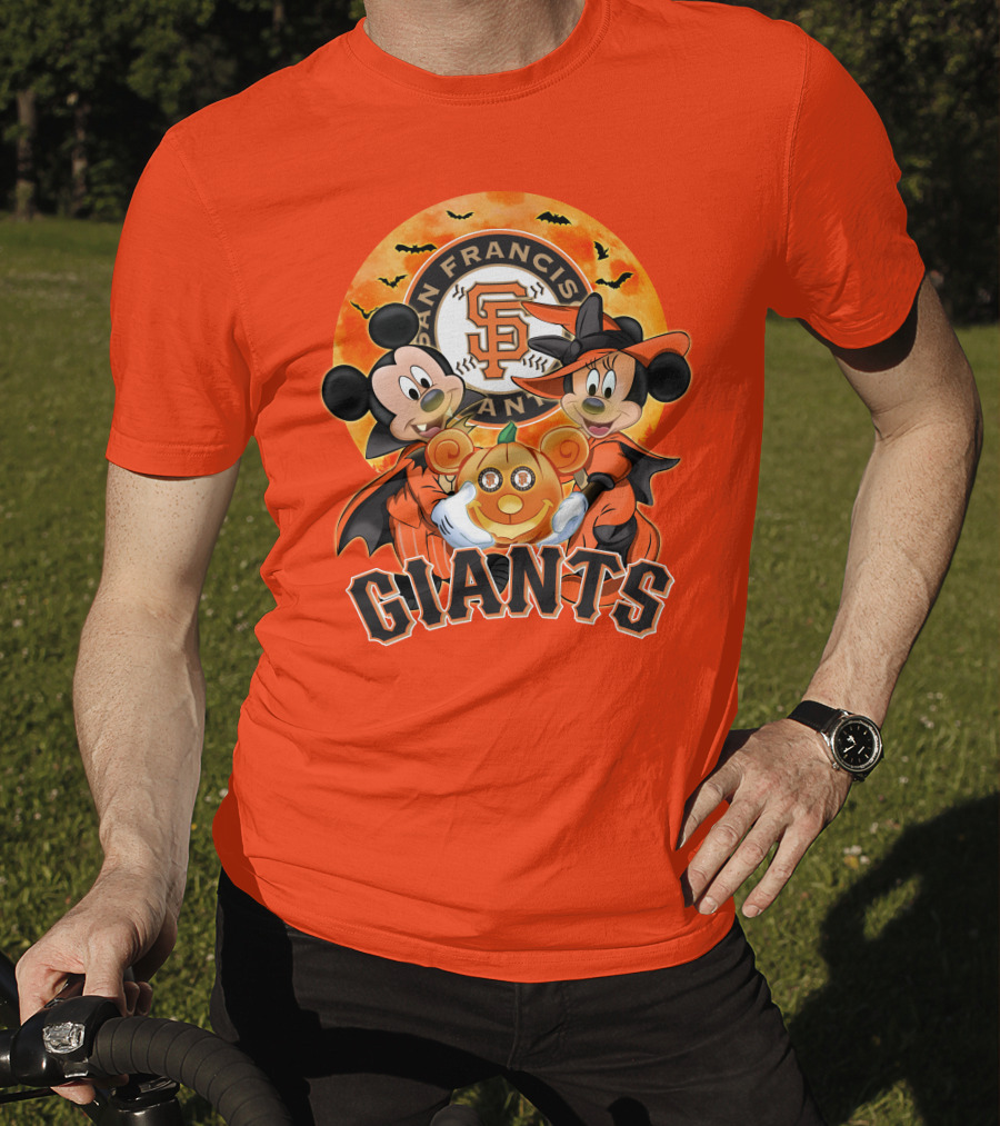 San Francisco Giants Halloween Mickey Mouse Minnie Mouse Pumpkin T-Shirt