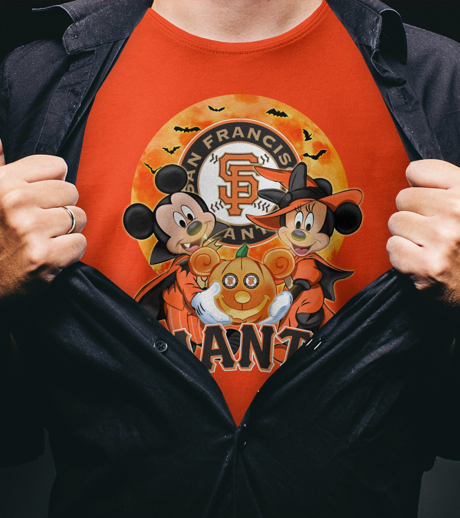 San Francisco Giants Halloween Mickey Mouse Minnie Mouse Pumpkin T-Shirt