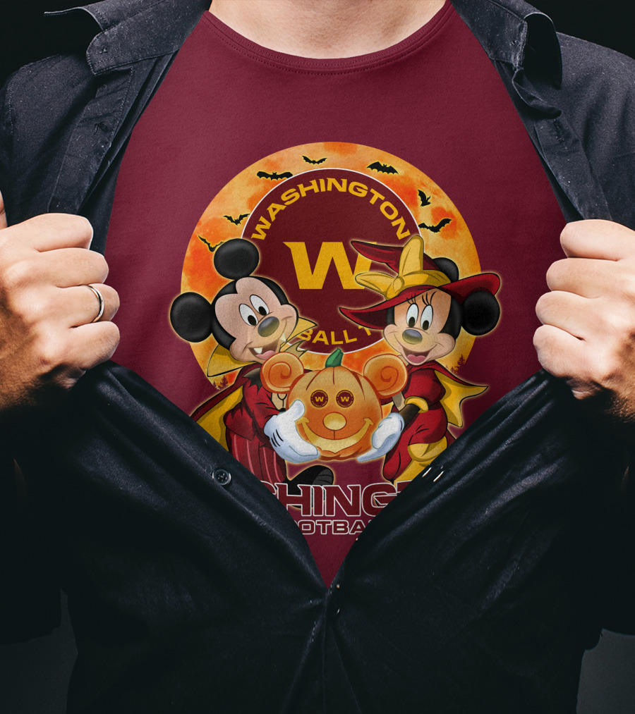 Washington Football Mickey Mouse Minnie Mouse Halloween T-Shirt