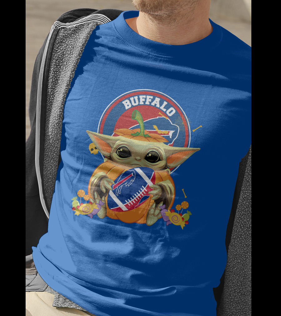 Halloween Pumpkin Baby Yoda Buffalo Bills Football Team Spirit T-Shirt