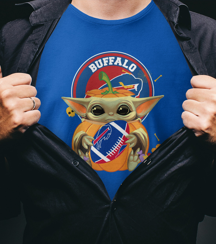 Halloween Pumpkin Baby Yoda Buffalo Bills Football Team Spirit T-Shirt
