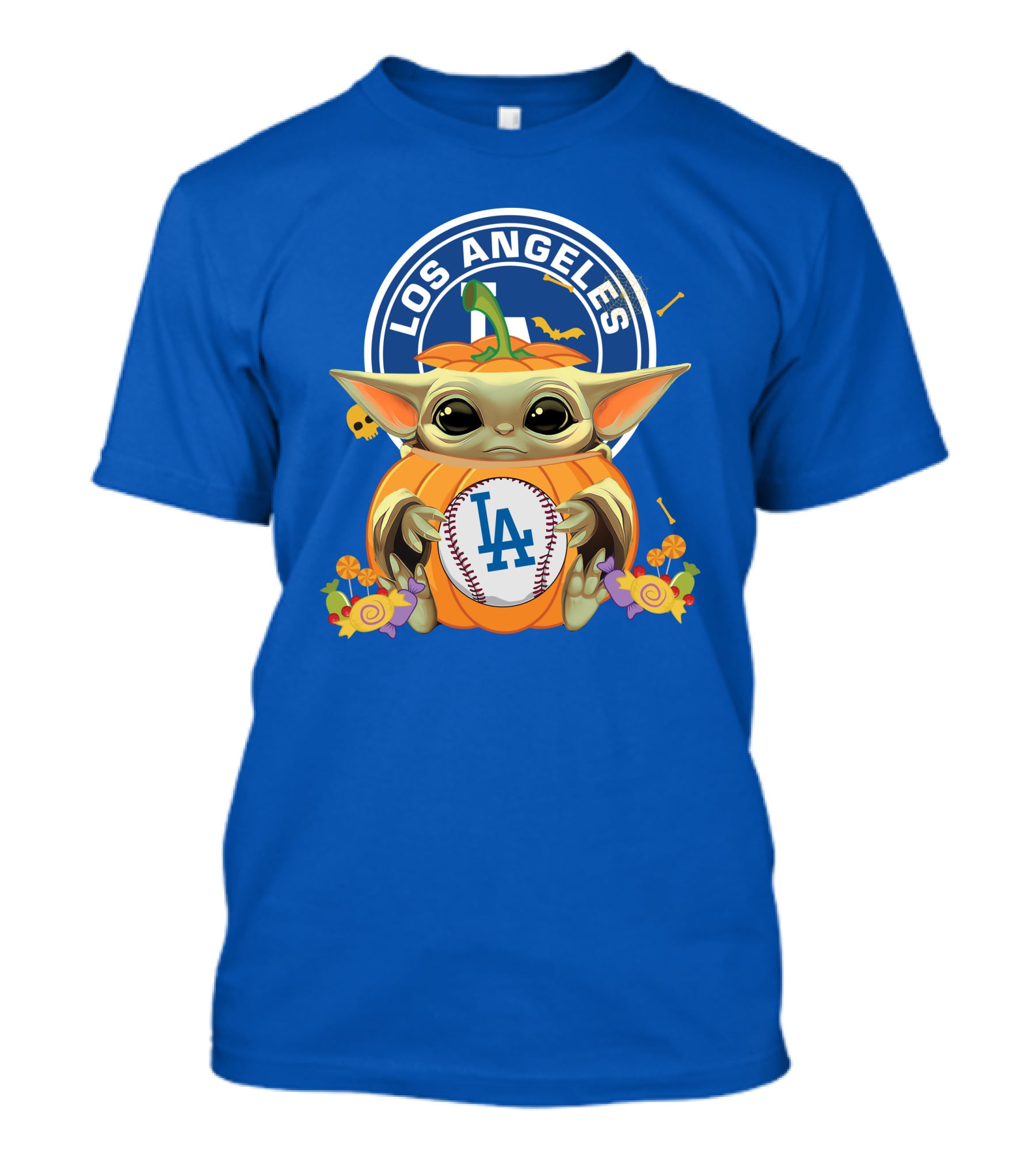 Los Angeles Dodgers Halloween Baby Yoda Hugging Pumpkin T-Shirt