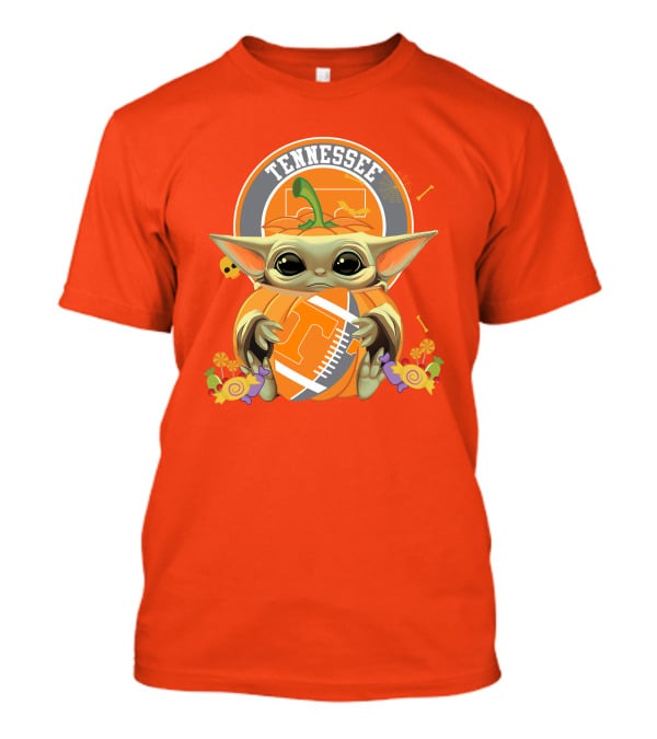 Tennessee Volunteers Halloween Pumpkin Baby Yoda Hug Football T-Shirt