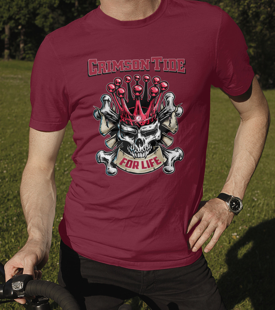 Crimson Tide Skull King For Life T-Shirt