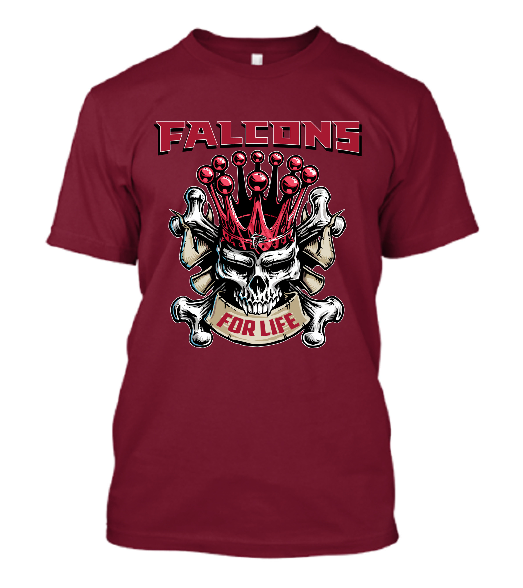 Falcons Skull King Crowned With Bones For Life T-Shirt