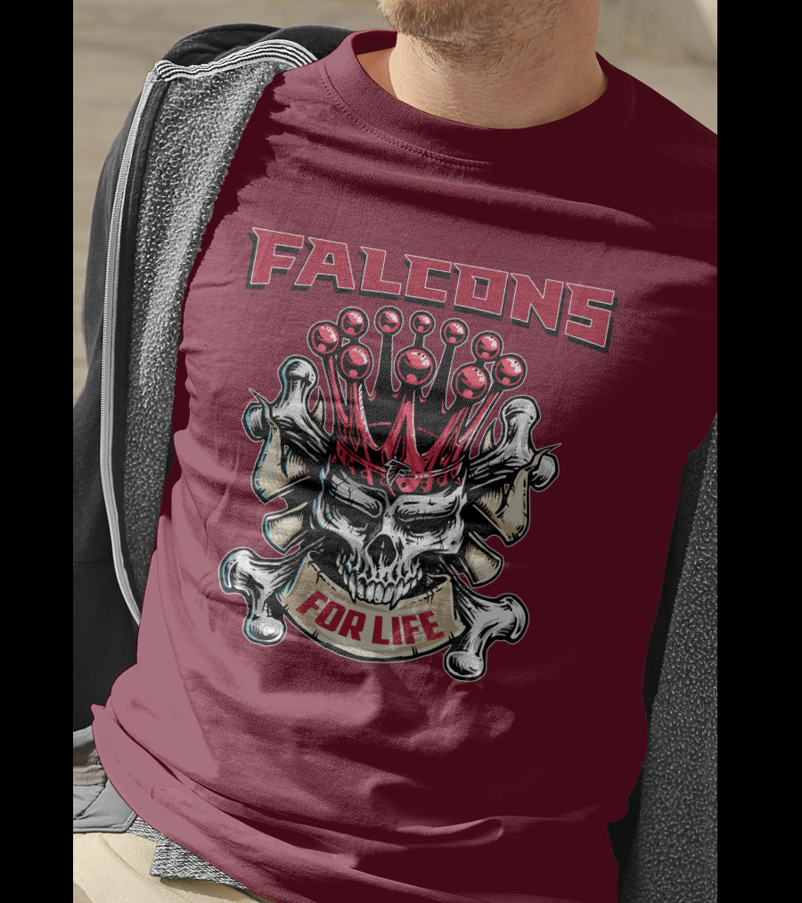 Falcons Skull King Crowned With Bones For Life T-Shirt
