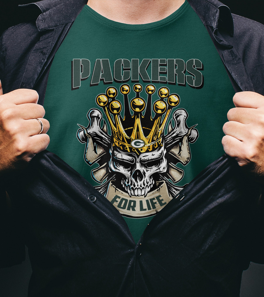 Packers Skull King Crown For Life T-Shirt