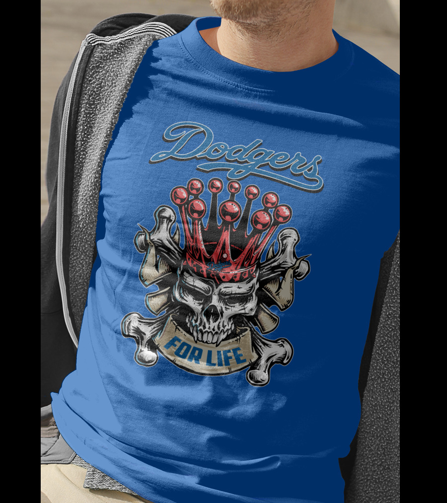 Dodgers Crowned Skull For Life T-Shirt