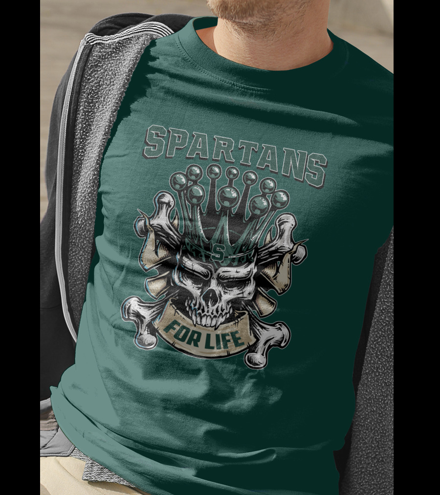 Spartans Skull King Michigan State For Life T-Shirt