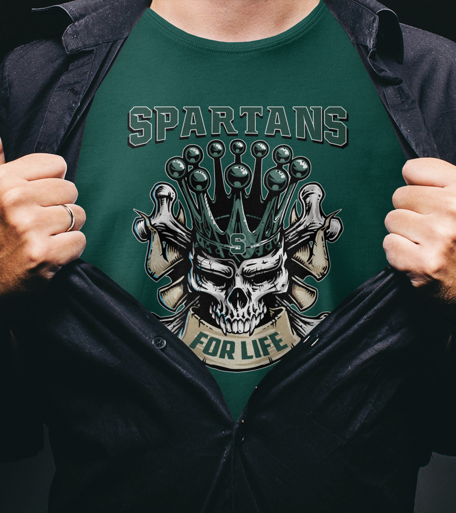 Spartans Skull King Michigan State For Life T-Shirt
