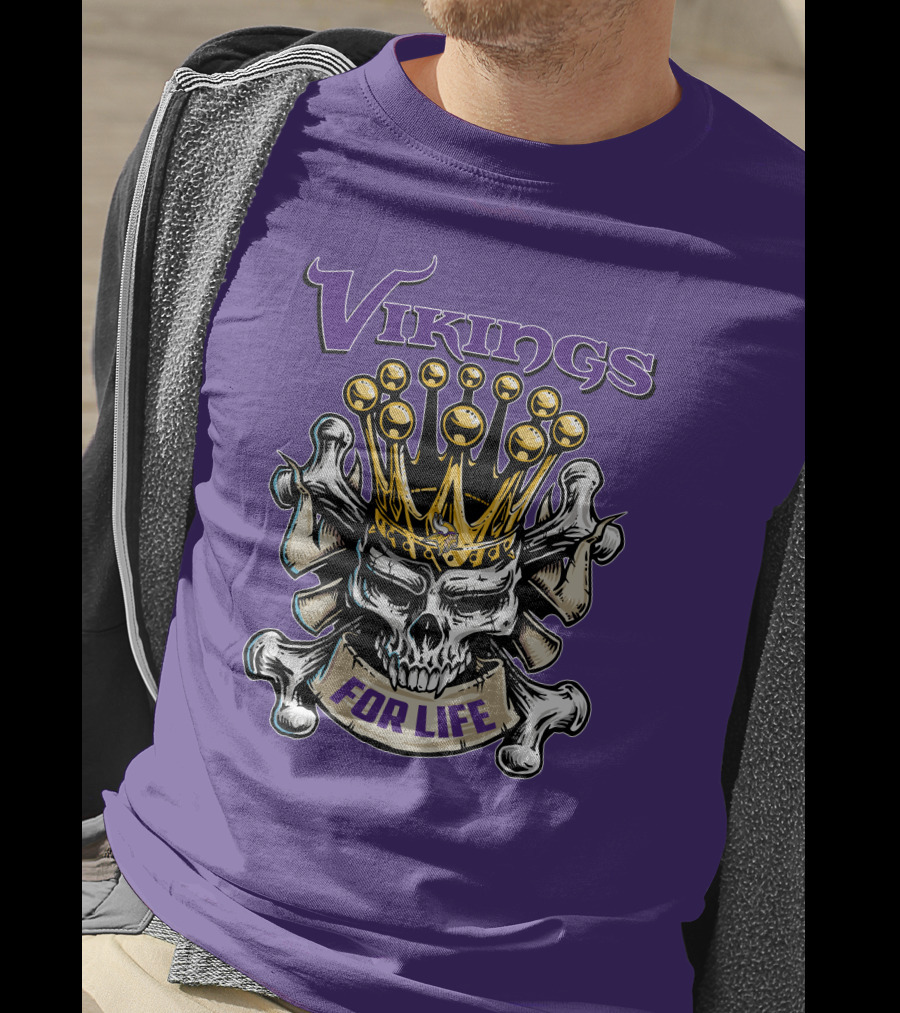 Vikings Skull King Crown For Life Minnesota T-Shirt