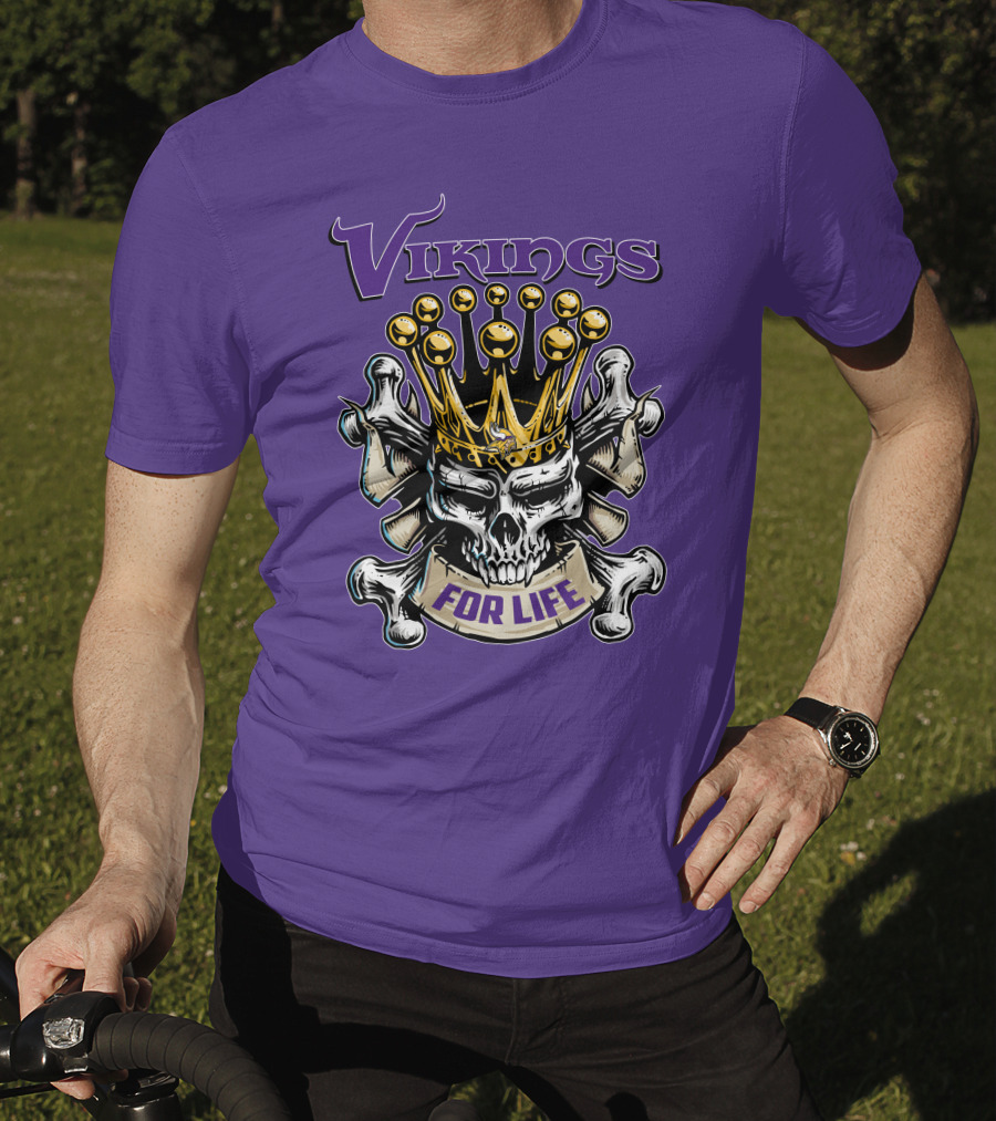 Vikings Skull King Crown For Life Minnesota T-Shirt
