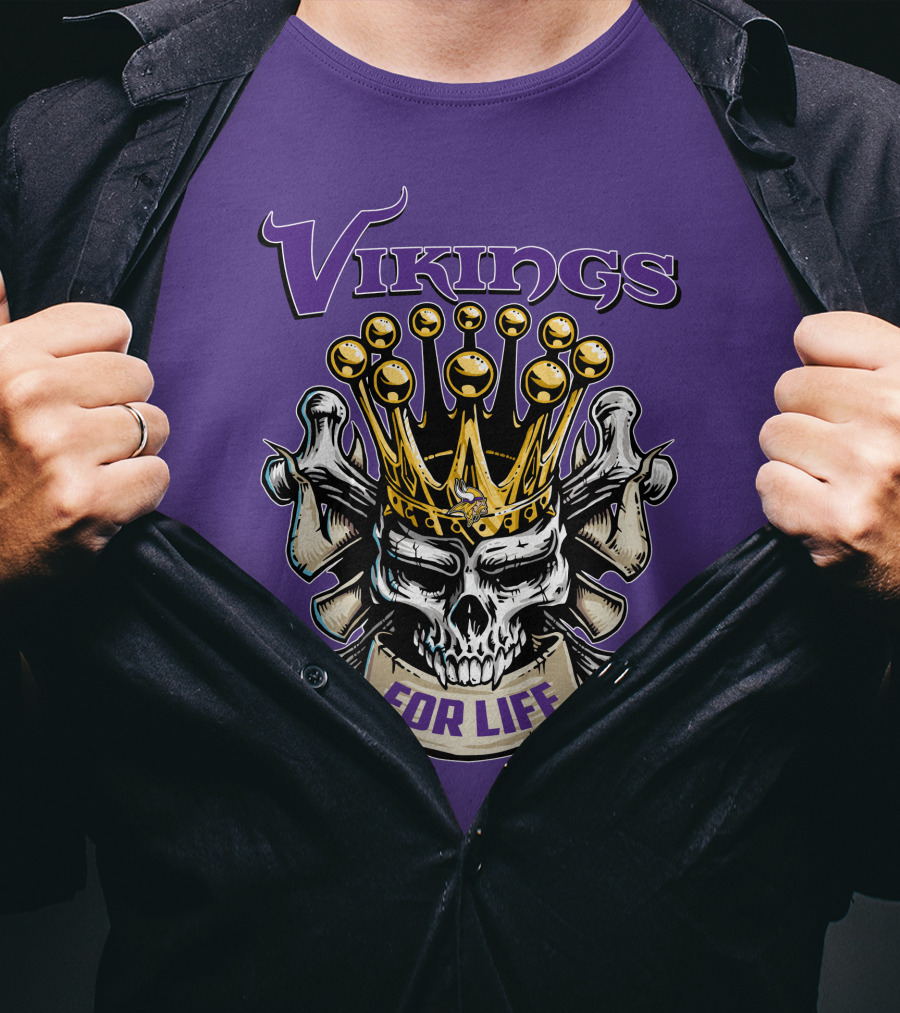 Vikings Skull King Crown For Life Minnesota T-Shirt